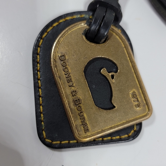 Dooney & Bourke Black Leather Tan Canvas Hobo Bag - Picture 12 of 13